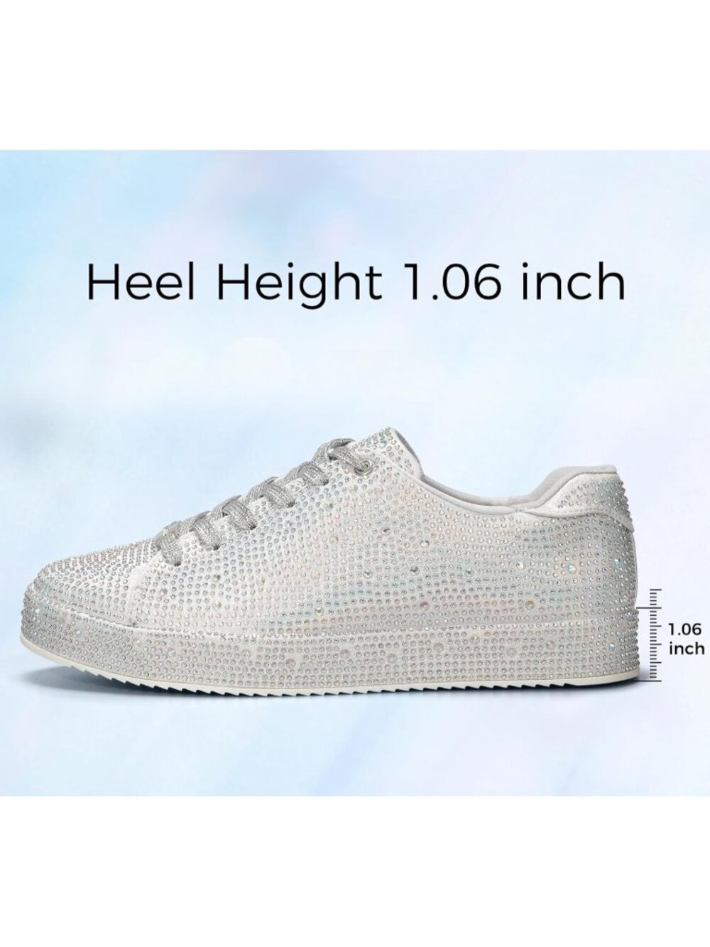 Women's Silver Stylish Sparkly Bling Rhinestone Fashion Glitter Non-Slip Sneaker - Picture 4 of 6
